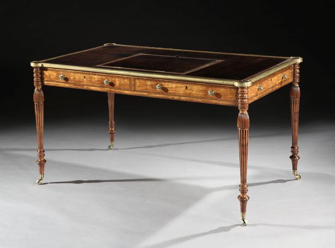 A GEORGE III SATINWOOD BRASS MOUNTED WRITING TABLE | MasterArt